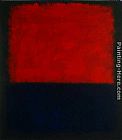 Mark Rothko Canvas Paintings - Red over Dark Blue on Dark Gray